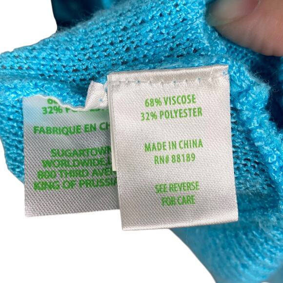 Lilly Pulitzer Amalie Pool Sky Blue Viscose Slub Knit Shawl Open Cardigan SZ S - Picture 9 of 9